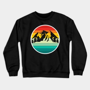 Vintage Sunrise Sunset Camping Hiking Mountain Hiker Crewneck Sweatshirt